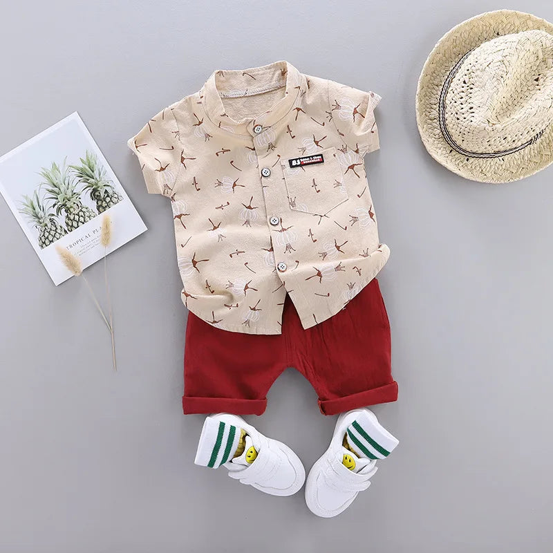 Summer Cotton Baby Boys Clothes Suits Fashion Children'S Girls Shirt With Shorts 2-Piece Sets