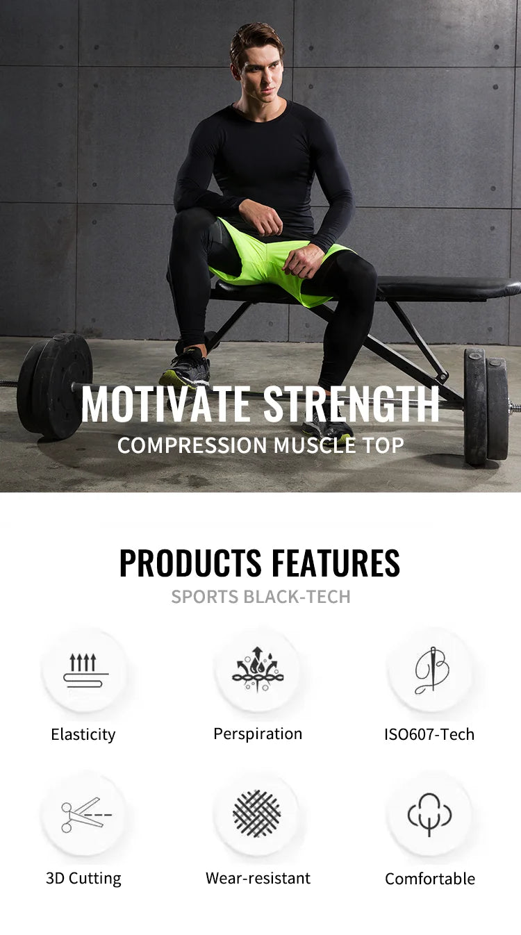 Compression Running Shirt Men Quick Dry Long Sleeve Sportswear For Male Gym Clothing Fitness Tee Training Workout Muscle Top
