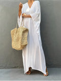 2026 Elegant and Comfortable V-neck Long Sleeve Dress with Long Skirt, Fits the Waist, Suitable for Women's Parties