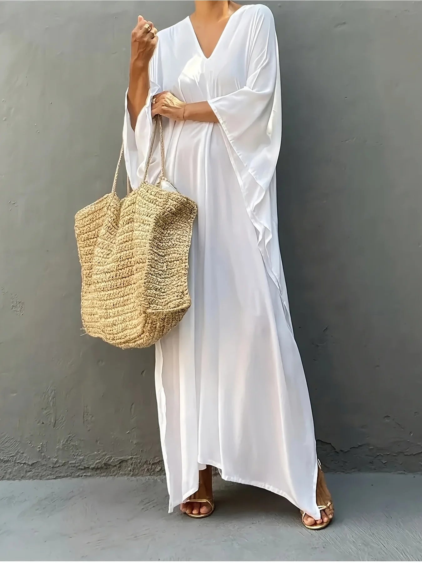 2026 Elegant and Comfortable V-neck Long Sleeve Dress with Long Skirt, Fits the Waist, Suitable for Women's Parties