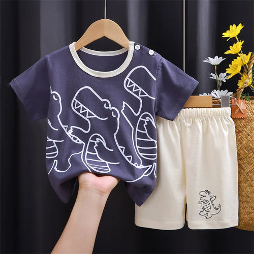 Conjuntos de ropa para niñas, traje dulce para bebés y niños, tops de verano, camiseta de manga corta y pantalones cortos para niños, 2 piezas, conjunto de ropa con dibujos animados bonitos para bebés.