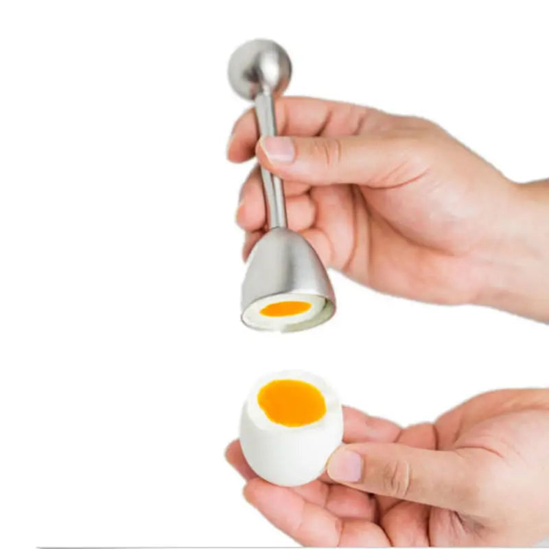 Cortador de cáscaras de huevo cocido de acero inoxidable, abridor de huevos duros, herramienta de cocina, accesorios, utensilio