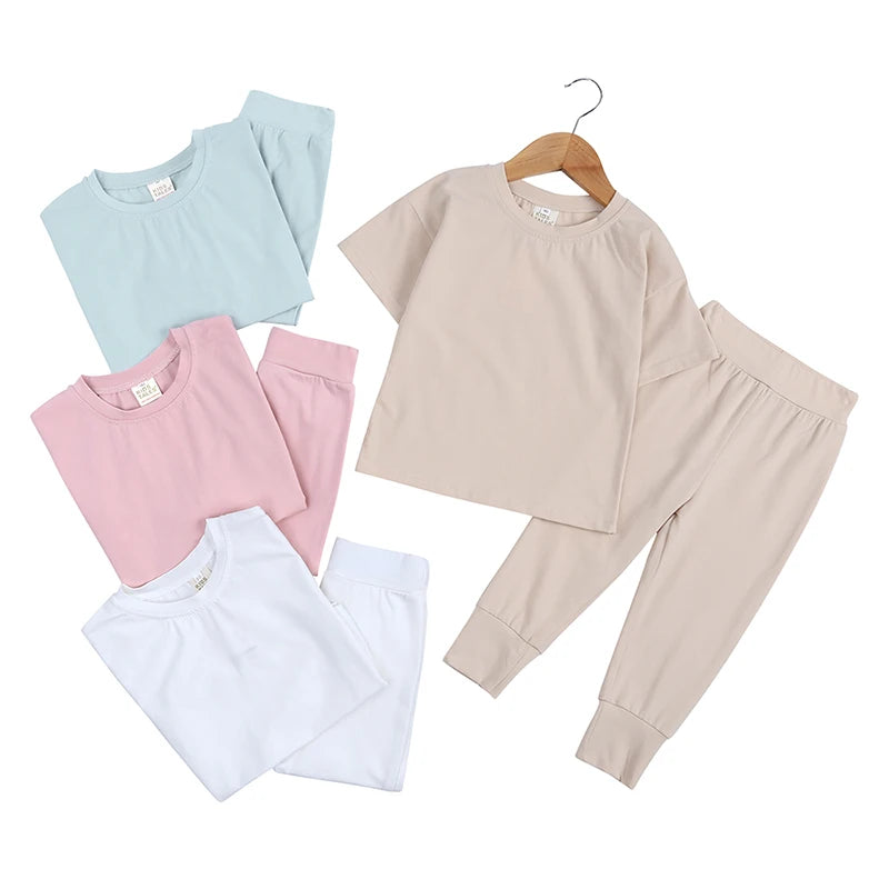 Kids Tales Toddler Unisex Cotton Short Sleeve T-Shirt and Pants Set