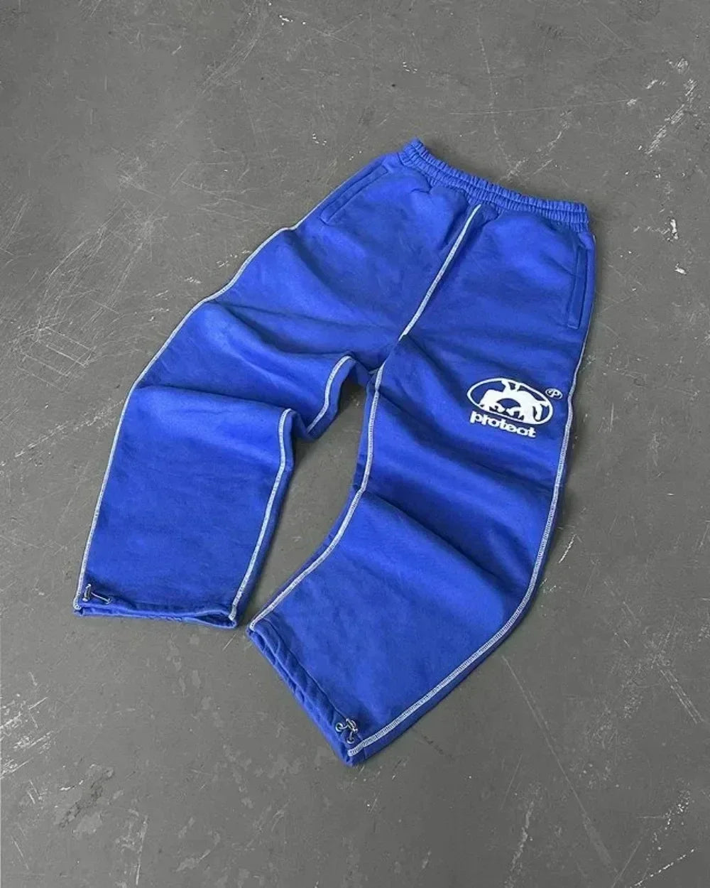 American Letter Patch Men Hip Hop Baggy Sweatpants With Retro Double Layer Y2K Style