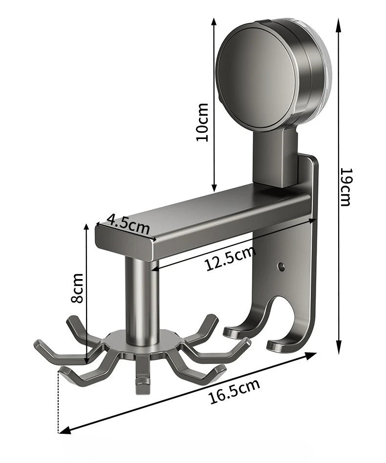 Suction cup hook rotating kitchen no drilling space aluminum multifunctional spatula hanging rack storage wall mounted shelf