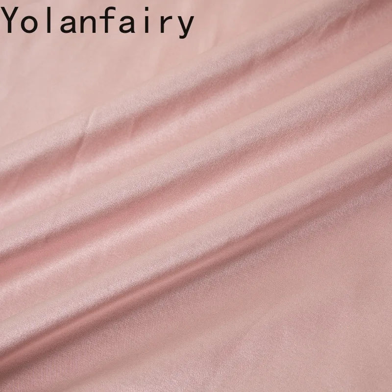 YOLANFAIRY 93% Real Mulberry Silk Pajamas for Woman 2026 Spring Summer High-end Sets Woman 2 Piece Short Sleeve Pijamas De Mujer