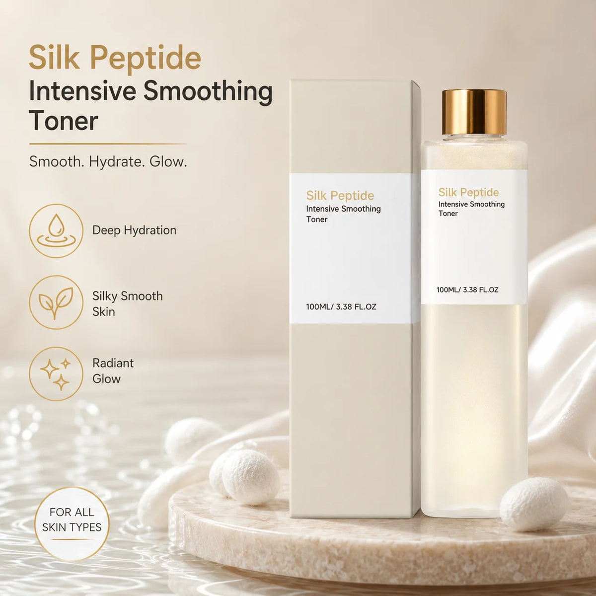 Silk Peptide Facial Toner Soothe Sensitive Skin Smooth Fine Lines Revitalize Skins Barrier Brighten Dull Moisturize Face Toner