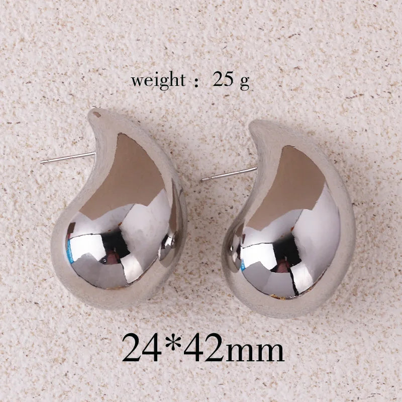 Teardrop Earrings Gold Tone Chunky Waterdrop Design For Women Fashion Jewelry 2024 Trend