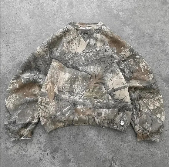 Y2K Hoodie Retro Zip Up Camouflage Pattern Zipper Sweatshirt High Street Hip Hop Streetwear Man And Women'S Hoodies Unisex Camo