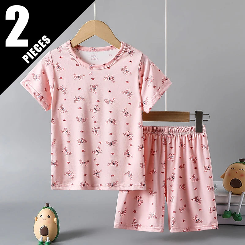 Kids Two Piece Summer Shorts Set Comfortable Versatile Casual Outfit For Boys And Girls