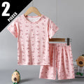 2/4-piece Summer And Autumn Children's Cute Cartoon Print Set For Boys And Girls Comfortable And Versatile Short Sleeved Shorts