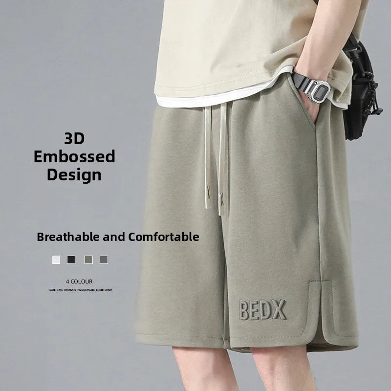 American Style Men's Summer Thin Sporty Loose Fit Casual Shorts Five-Quarter Polyester Fiber Straight Leg Street Style