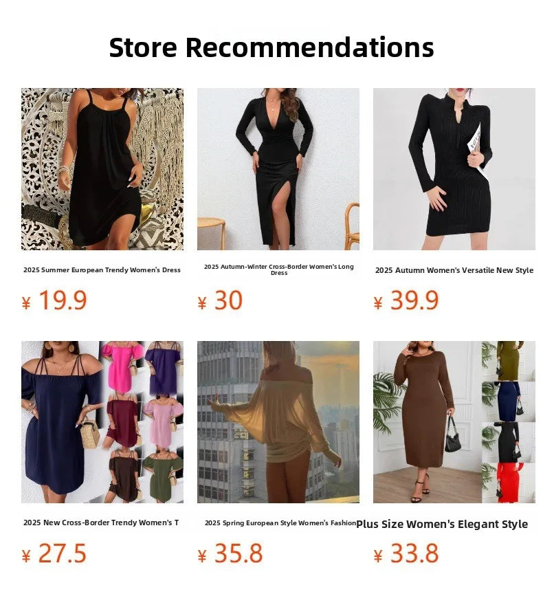 Casual Versatile High Quality round Neck T-Shirt Dress Fashionable Trendy Polyester Long Skirt Elegant Style All-Match Design