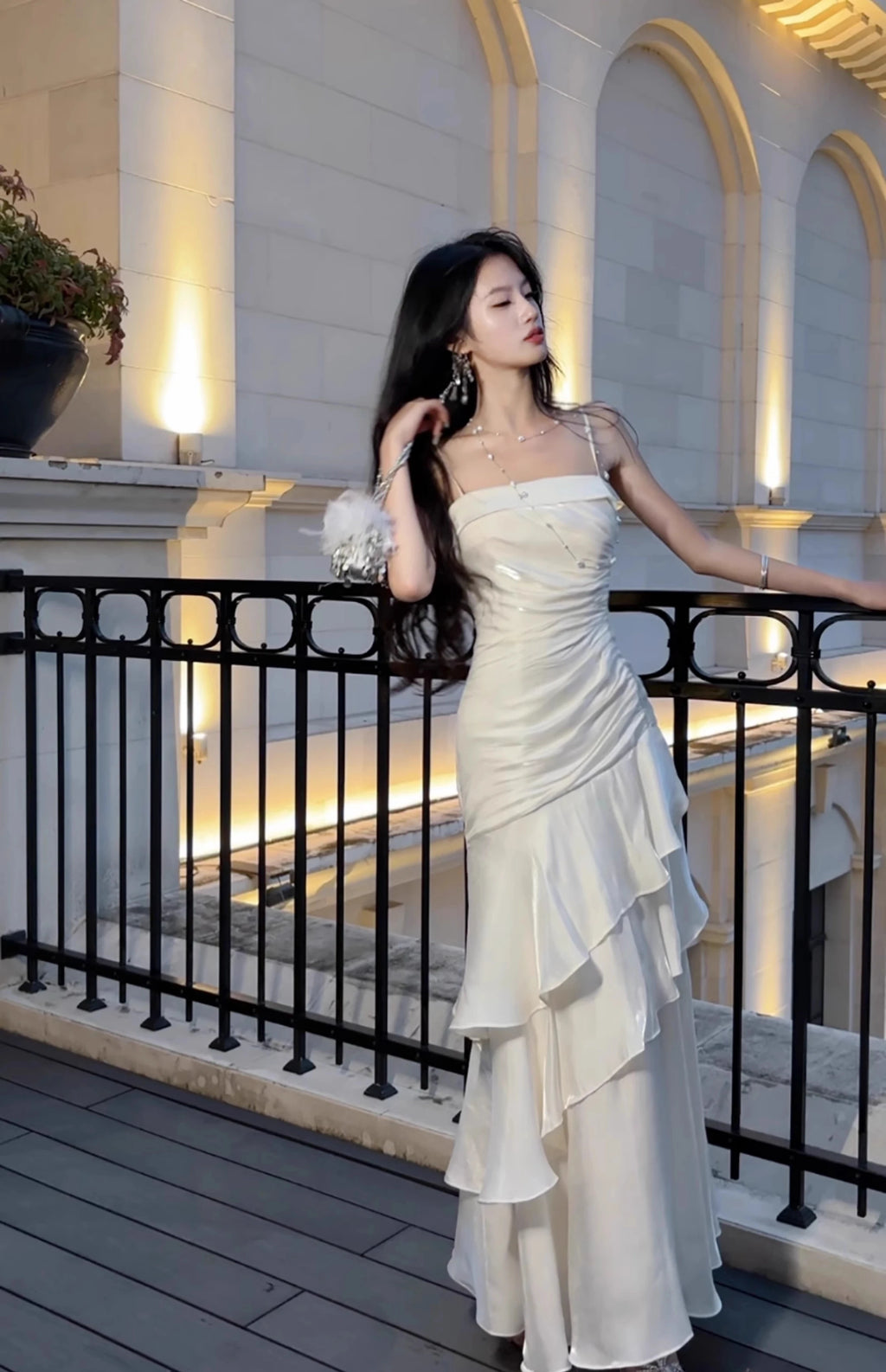 Elegant Women French Spaghetti Strap New Long Dresses Female Slim Chic Party Prom Robe Fashion One Piece Clothing Spring Summer