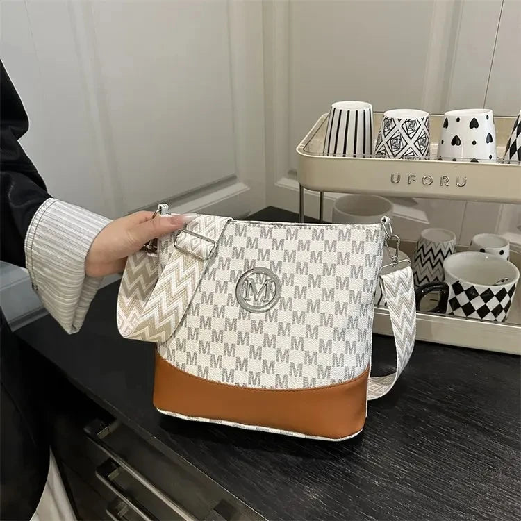 Elegant Women's Crossbody Bag with "M" Badge, Multi-Pocket Design, Adjustable Shoulder Strap, Perfect Gift for Women