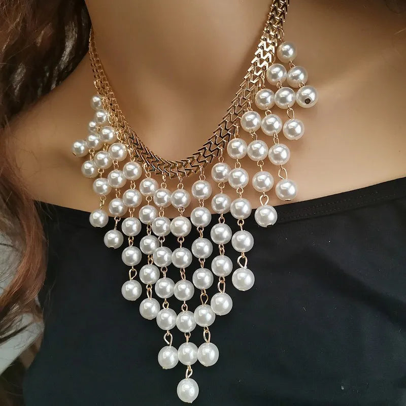 Multi-Layer Imitation Pearl Bead Necklace for Women