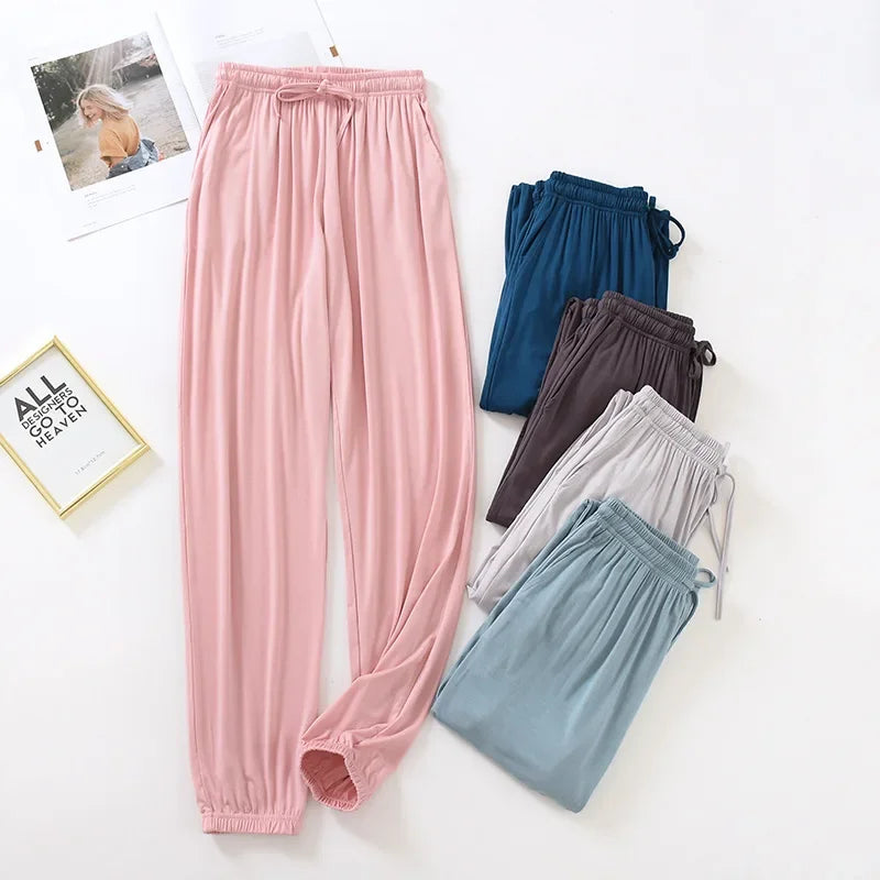 Cloud Cotton Story Women's Modal Sleep Bottoms - Loose Solid Color