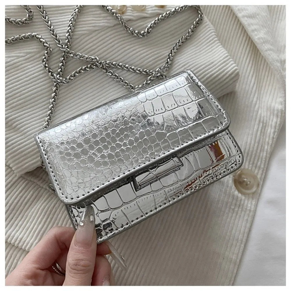 Fashionable Chain Strap Square Bag Solid Color PU Leather Crossbody Bag Tote Bag Women
