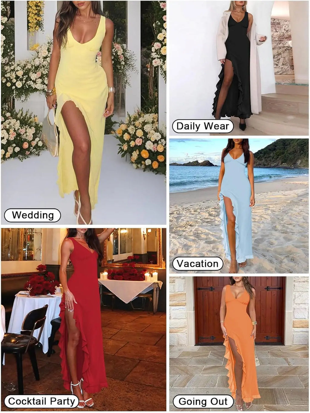 Luxury Black Formal Maxi Dress For Women Ruched Bust High Waist Flowy Ruffle Hem Gown For Brunch Birthday Wedding Guest Clubwear
