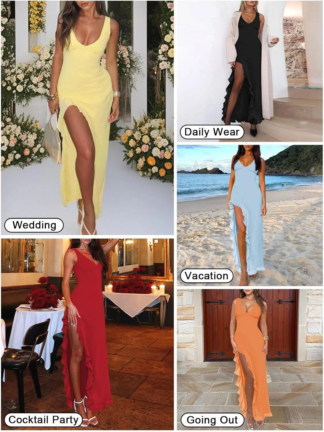 Luxury Black Formal Maxi Dress For Women Ruched Bust High Waist Flowy Ruffle Hem Gown For Brunch Birthday Wedding Guest Clubwear