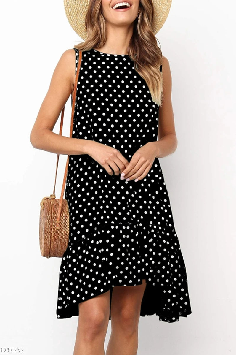 New Summer Sleeveless Dresses for Women O-Neck Women Dress Loose Dot A-LINE Dress Women Vestidos De Verano Mujer 2026 Q3716