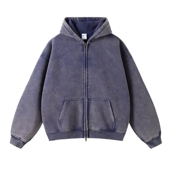 Maqvob High Quality Luxury Apparel Street Wear Euro Us Size Spring Autum Full Up Zipper Washed Batik Dye Hoodie