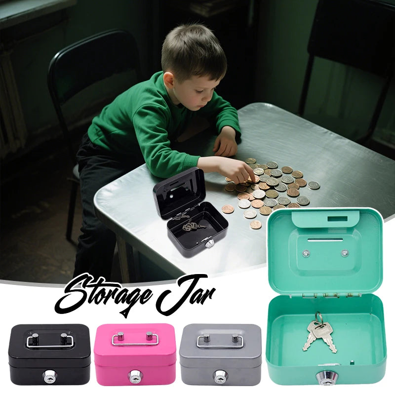 Caja Fuerte de Dinero Cerrable con Llave, Caja de Efectivo Portátil de Metal, Hucha, Caja de Seguridad de Almacenamiento, Mini Estuche para Colección de Monedas para Niños