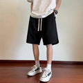 Men's Summer Ice Silk Thin Breathable Straight Leg Pants Five-Quarter Casual Shorts Polyester Fabric Comfortable Lightweight