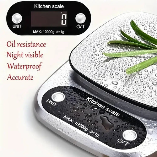 10kg Kitchen Scale Digital Kitchen Scale with Tare Function Electronic Jewelry Food Baking Scale LCD Display Stainless Steel