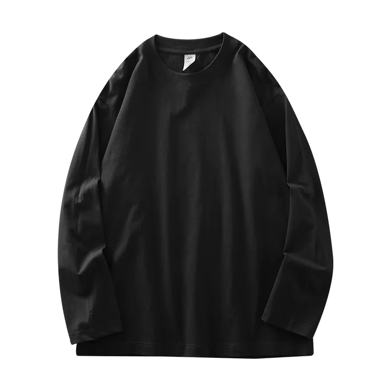 Dukeen Men Long Sleeve 260G Pure Cotton Crew Neck Undershirt For Everyday Casual Wear 11 Color Options