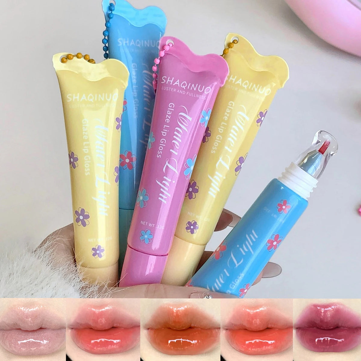 SHAQINUO Glittering Mirror Lip Gloss, Hydrating Shimmer Lip Glaze