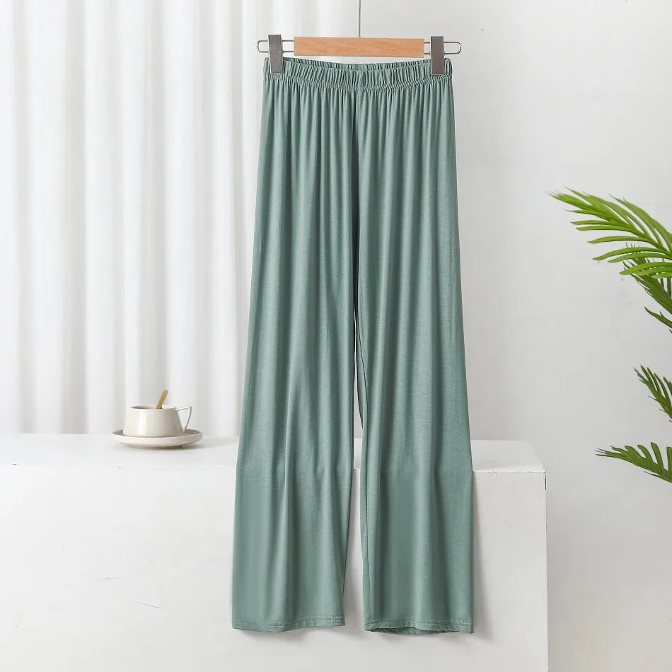 New Summer Knit Women's Modal Pants Loose Casual Wide Leg Pants for Women Bottoms Korean Fashion Home Streetwear Women Clothes
