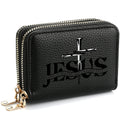 Women's PU Leather Wallet Short Coin Card Holder Jesus Pattern Small Hard Wallet Fashionable Money Bag