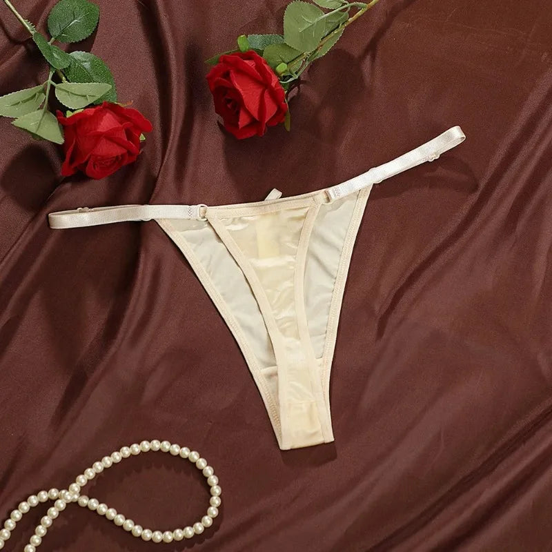 Sexy Women's Satin Soft G-Strings Thongs T-Panties Low Waist Bow Briefs Shorts Comfortable Female Underwear Трусы Женские