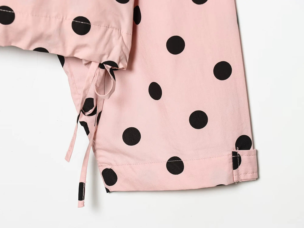 Woman Long Sleeve Pink Polka Dot Jacket Fashion Single Breasted High Collar Short Coat Women Spring Casual High Street Jacket