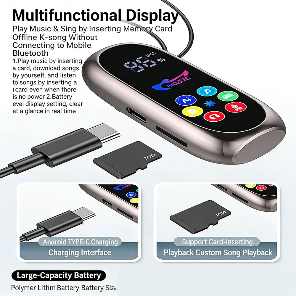KEBIDUMEI Clip-on Earphones Bluetooth 5.4 Headphones Gaming Headsets TWS Wireless Earbuds Support TF Card K Song Monitor Mode