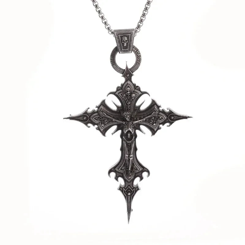 Jesus Christ Cross Mens Necklace Gold Color Cross Religious Pendant Necklace Accessory Chain Accessories