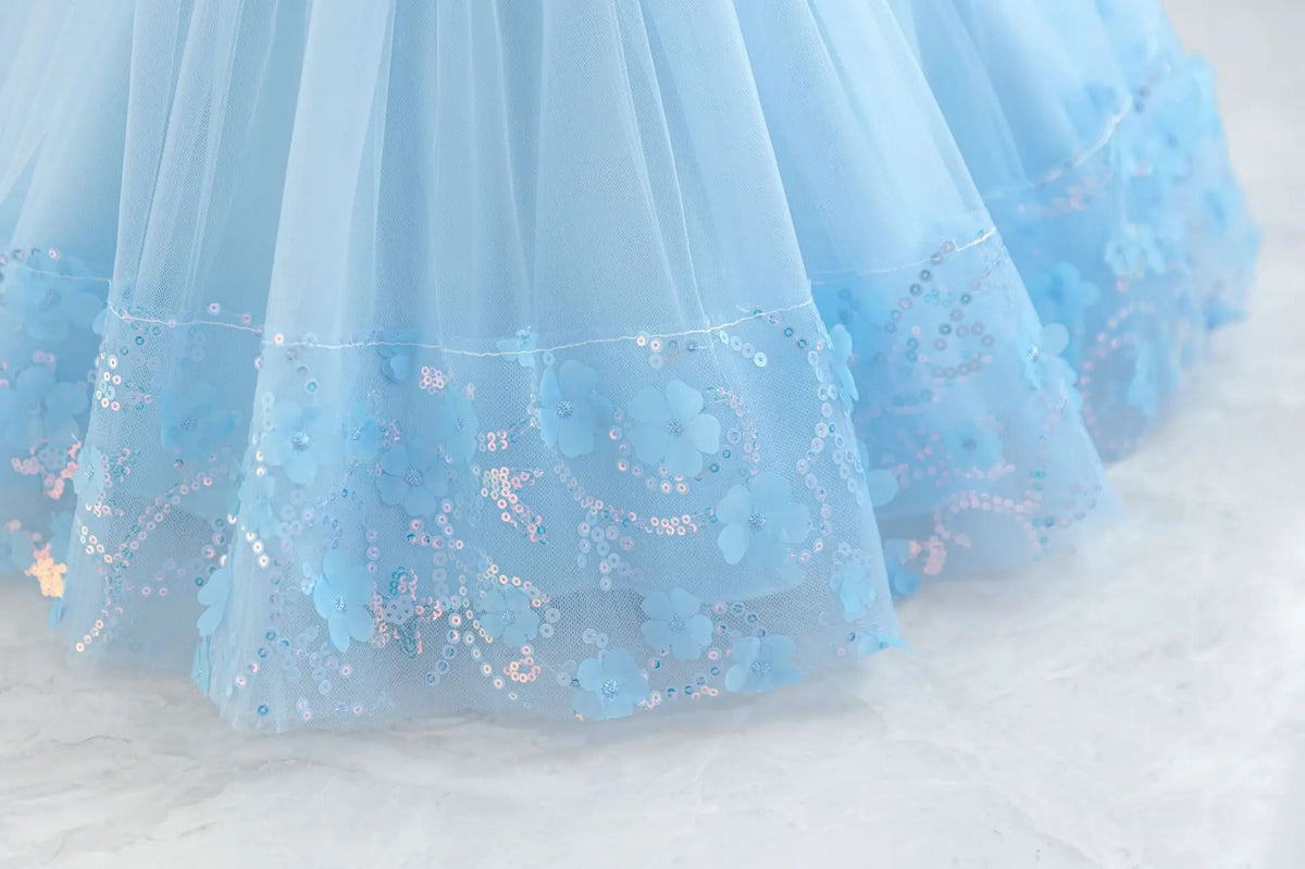 HETISO Sequined Tulle Formal Dress for Girls Elegant Princess Performance Gown New Year Gift Occasion Children's Wear