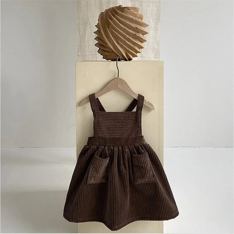 Baby Girls Corduroy Sleeveless A-Line Sundress - Vintage Style
