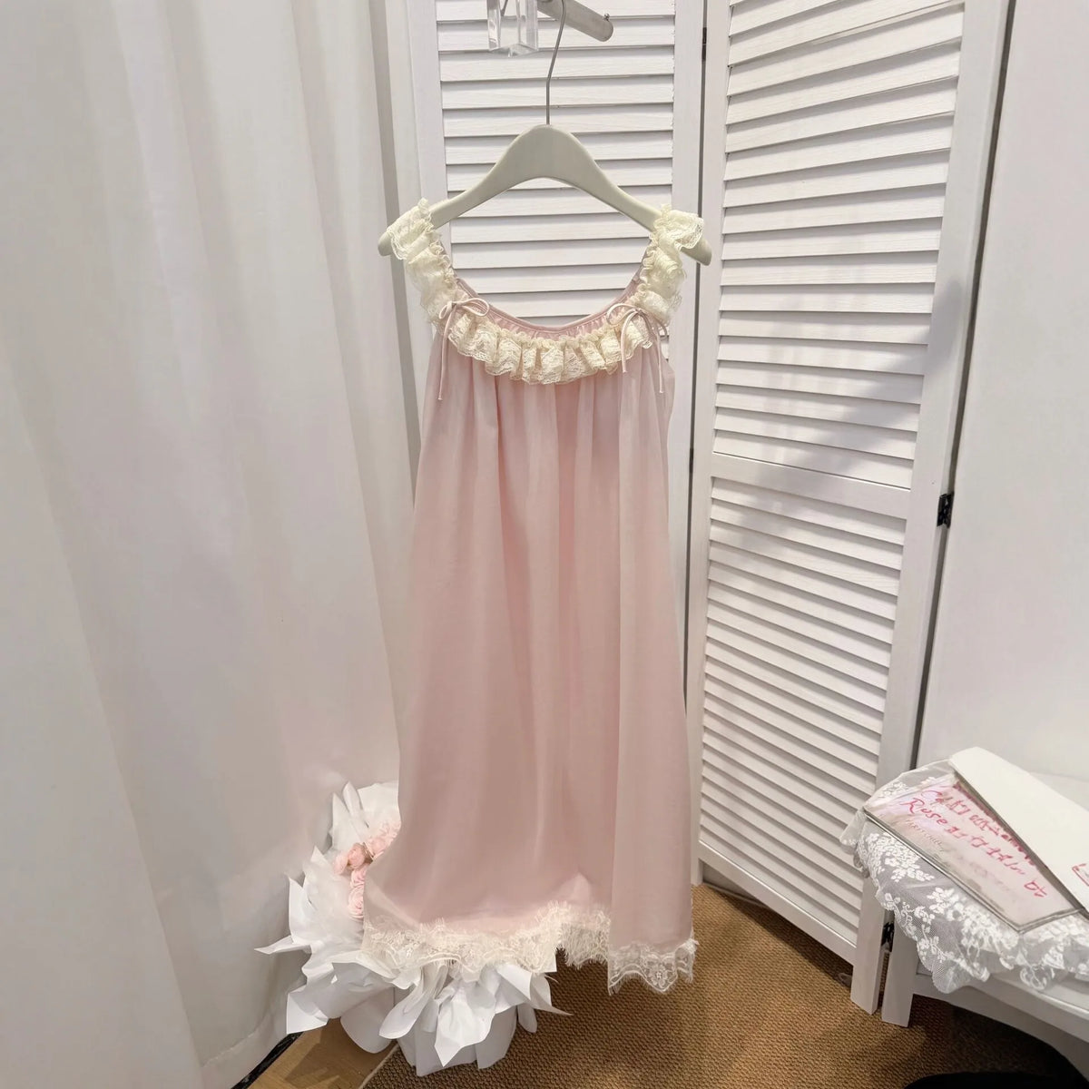New Lace Sweet Cute Skin Friendly Breathable Comfortable Camisole Nightgown Women Summer Thin Mesh Sleepwear Princess Long Dress