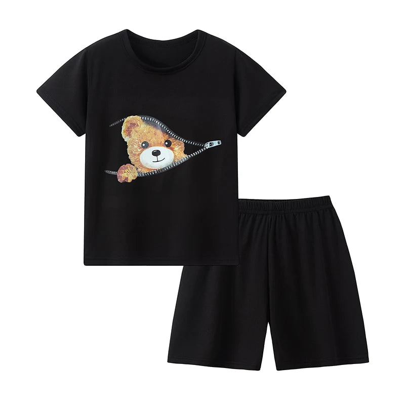 Kids Two Piece Summer Shorts Set Comfortable Versatile Casual Outfit For Boys And Girls