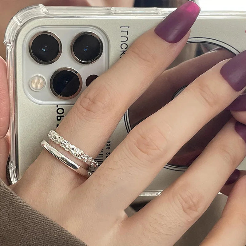 Panjbj 925 Sterling Silver Lines Ring For Women'S Jewelry Finger Adjustable Open Vintage For Birthday Dropship