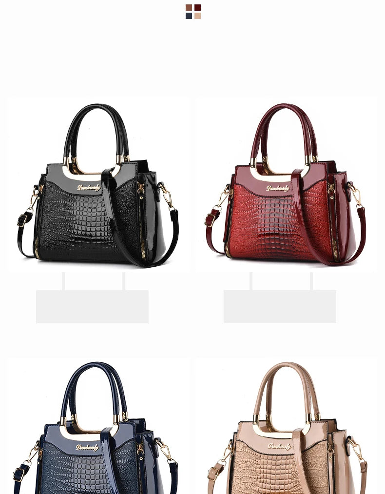 Stylish senior crocodile print women's handbag, temperament all large capacity single shoulder crossbody bag