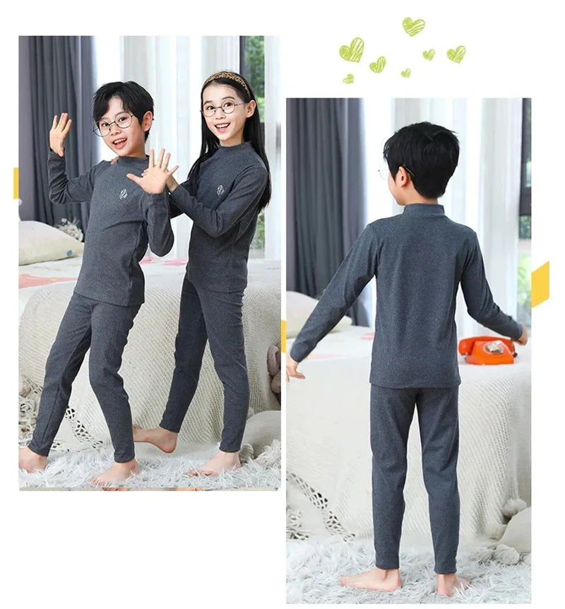Kids Thermal Sleepwear Set - Unisex Pajama and Pants 2-Piece Suit