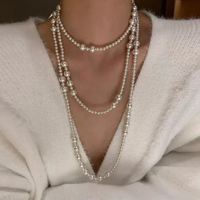 Multi-Layer Imitation Pearl Bead Necklace for Women