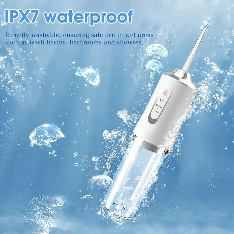 220ML Portable Oral Irrigator Mouth Washing Machine Dental Water Flosser 3 Modes 4 Jet Tips Electric Teeth Cleaning Machine