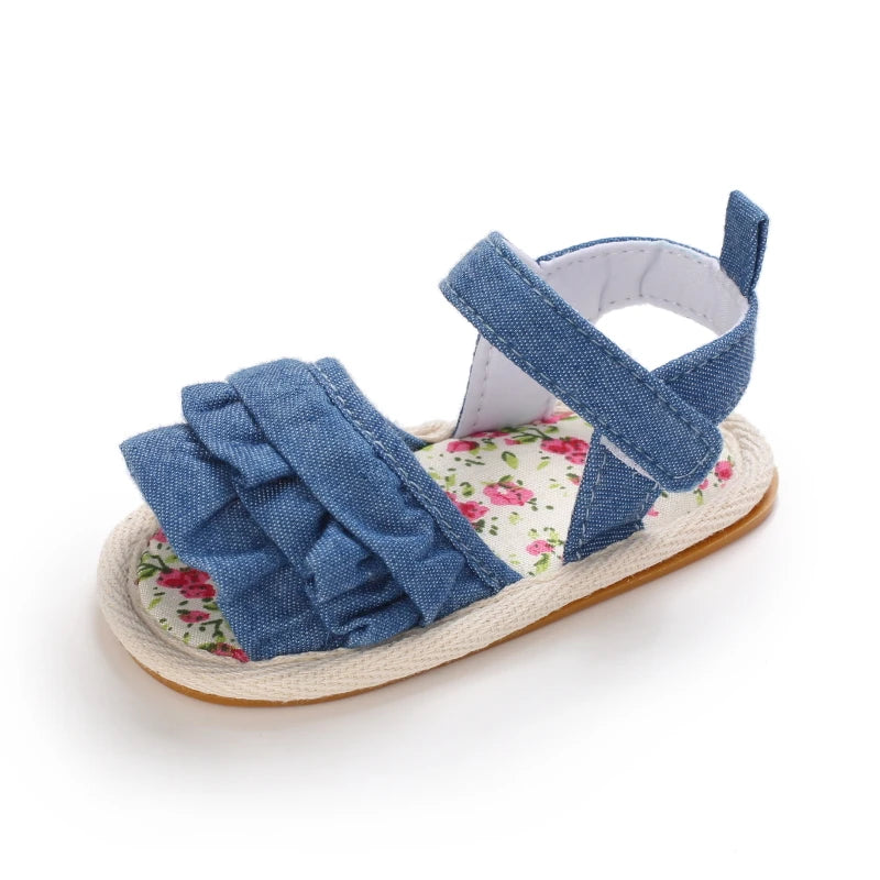 Sweet 0-18M Baby Cute Open Toed Pre School Summer Sandals Blue Princess Casual Soft Rubber Bottom Anti Slip Single Shoe Women's