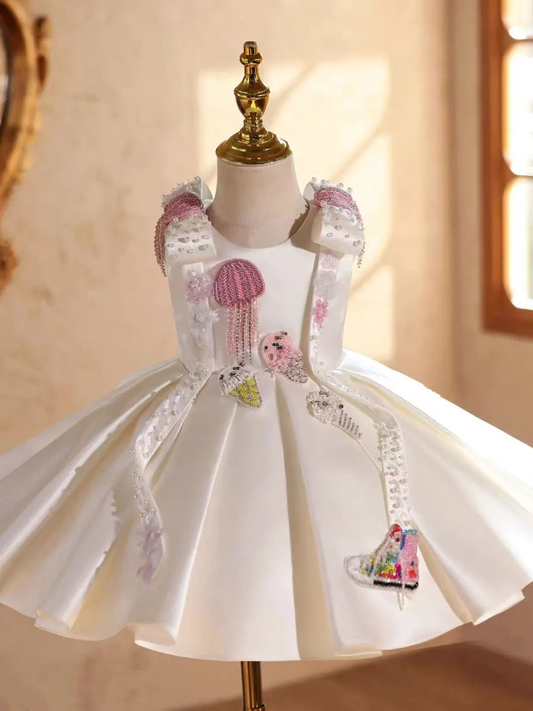 Dreamy Vow D223 Cute Flower Girl Dress Crystal Satin Princess Kids Fomal Gown for Wedding Birthday Festival Party Pageant