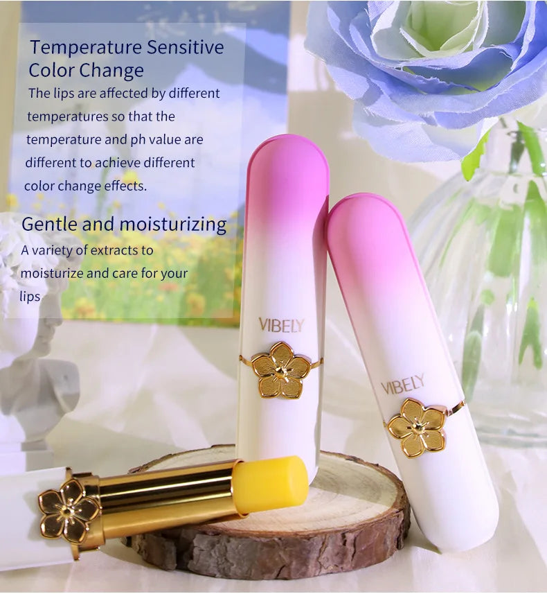 VIBELY Color Changing Lip Balm Moisturizing pH Lipstick Fruit Flavor Reduce Lip Lines Anti Cracking Hydrating Lip Care