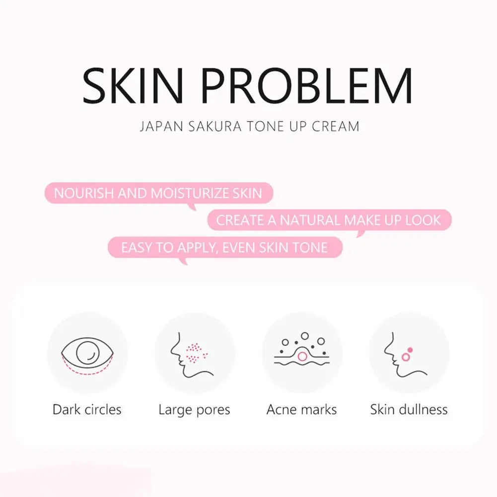 Facial Moisturizer Tone-up Cream,Sakura Essence Glow Moisturizer Cream 1.06 Fl OZ Hydrating Smooth Dry Skin Nourishing Skin Care